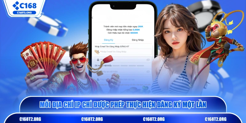 Mỗi địa chỉ IP chỉ được phép thực hiện đăng ký một lần